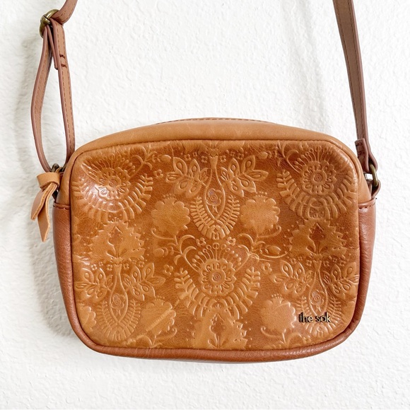 The Sak Handbags - The Sak Leather Crossbody Tooled Floral Brown